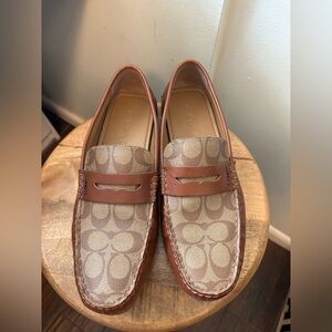 Men’s Coach Mott Driver Loafer Brown In Signature Jacquard And Leather 10D